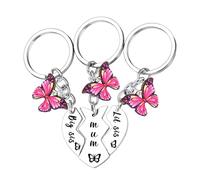 Lot de 3 porte-clés assortis pour mère, fille, grande sœur, petite sœur, cadeau pour mère et fille, papillon et cœur, cadeau d'anniversaire