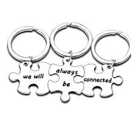 Lot de 3 Porte-clés « Best Friend » avec Inscription « We Will Always Be Connected », Always Be Connected, Taille Unique