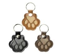 Lot de 3 porte-clés de rangement en fourrure de chien, joli porte-clés souvenir en cuir pour poils d'animaux de compagnie, cadeau commémoratif pour sac, sac à main, breloque patte de chien (marron