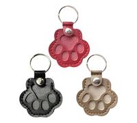 Lot de 3 porte-clés de rangement en fourrure de chien, joli porte-clés souvenir en cuir pour poils d'animaux de compagnie, cadeau commémoratif pour sac, sac à main, breloque patte de chien (rouge +