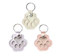 Lot de 3 porte-clés de rangement en fourrure de chien, joli porte-clés souvenir en cuir pour poils d'animaux de compagnie, cadeau commémoratif pour sac, sac à main, breloque patte de chien (violet +