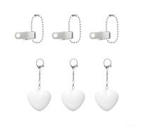 Lot de 3 porte-clés en forme de cœur avec lumière tactile - Lampe LED portable à clipser pour sac à main, cadeau de voyage, femmes et filles, blanc