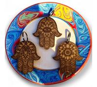 Lot de 3 Porte-Clés Main de Fatima en Bois Sculpté | Amulettes Hamsa Spirituelles et Protectrices | Porte-Clés Éthniques en Bois avec Anneau Métallique Résistant | Accessoires Durables pour Clés"