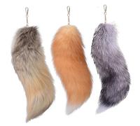 Lot de 3 porte-clés queue de renard réalistes 40 cm 3 couleurs avec fermoir grand format en polyester pour sac à main sac à dos cosplay Halloween
