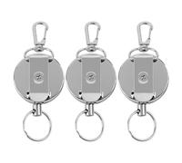 Lot De 3 Porte-Clés Rétractables, Porte-Clés Avec Cordon Rétractable, Porte-Clés Créatif, Porte-Clés En Métal, Porte-Clés Élastique (Argent)
