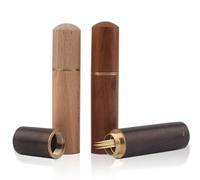 Lot de 3 porte-cure-dents portables en bois - Petit étui en bois pour ranger les aiguilles de cure-dents - Beau distributeur de cure-dents en format de poche pour petits objets, aiguilles