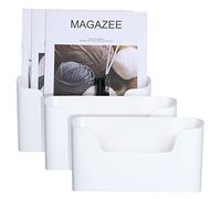 Lot de 3 porte-documents muraux en plastique auto-adhésifs à suspendre pour bureau, maison, 25,4 x 15 x 6,3 cm, blanc