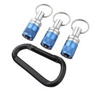 Lot de 3 porte-embouts magnétiques pour porte-embouts de 6,35 mm, organiseur de forets à changement rapide avec mousqueton, pour adaptateur de tige SDS, métal antidérapant (bleu)