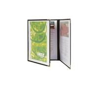 Securit Porte-menu Crystal Range A4 transparent, bords bruns, 3 plis - Lot de 3