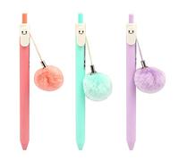 Lot de 3 porte-mines avec pompon en peluche 0,5 mm