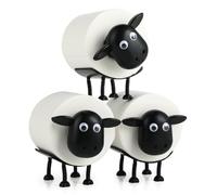 Lot de 3 Porte-Papier Toilette Mouton - Porte Papier Toilette Créatif 16 x 10 x 9 cm - Plastique - Compatible avec Rouleaux de 4 cm - Autoportant, Empilable - pour Salle de Bain, WC, Cadeau (Noir)