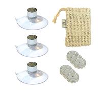 Lot de 3 Porte Savon Aimanté | Couleur Argenté | à Ventouse | sans Perçage | en Acier Inoxydable | se Fixent sur Toutes Les Surfaces | Idéal pour Salle de Bain, Cuisine