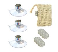 Lot de 3 Porte Savon Aimanté | Couleur Argenté | avec Drapeau France | à Ventouse | sans Perçage | en Acier Inoxydable | se Fixent sur Toutes Les Surfaces | Idéal pour Salle de Bain, Cuisine