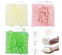 Lot de 3 porte-savon lavables en luffa 2 en 1 pouvant contenir du savon exfoliant efficace pour le bain