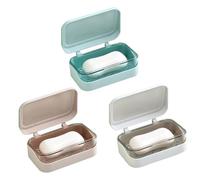 Lot de 3 porte-savons à 2 couches avec couvercle, boîte rectangulaire portable, support anti-poussière avec égouttoir amovible, pour salle de bain, douche, cuisine, évier, buanderie, salle