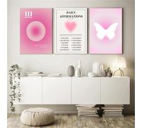 Lot de 3 posters - Aesthetic - Aura - Décoration murale - Motif papillon rose nordique - Impression d'art et impressions d'art - Dégradé de couleurs rose - Halo Aquarelle - Sans cadre (30 x 40 cm, #A)