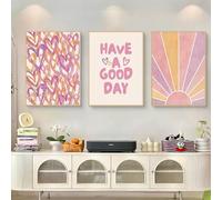 Lot de 3 posters Aura - Rose - Décoration esthétique - Poster et impressions d'art - Rose esthétique - Citations inspirantes - Images modernes - Sans cadre - Pour chambre à coucher - Décoration murale