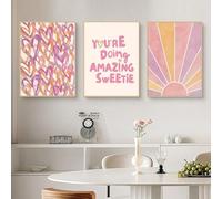 Lot de 3 posters Aura - Rose - Décoration esthétique - Poster et impressions d'art - Rose esthétique - Citations inspirantes - Images modernes - Sans cadre - Pour chambre à coucher - Décoration murale