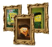 Lot de 3 posters Bob l'éponge dans le style de Van Gogh & Rembrandt - Images A4 artistiques pour adultes - Décoration murale élégante et idée cadeau pour les fans de Bob l'éponge