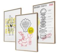 Lot de 3 posters Bob l'éponge - Décoration murale pour la cuisine - Culture pop