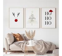 Lot de 3 posters de Noël, images d'hiver, décoration de Noël, images d'art de Noël, ornements de Noël, images modernes sans cadre, poster mural pour le salon et la chambre à coucher (21x30 cm)