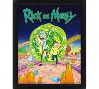 Lot de 3 posters effet 3D encadré - Portal Pyramid Rick et Morty Vert 26x20 cm