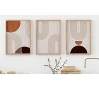 Lot de 3 posters génériques de qualité supérieure - 50 x 70 cm - Impression d'art mural - Style bohème - Abstrait - Moderne - Beige - Pour salon, chambre à coucher, bureau, cuisine - Sans cadre (50 x