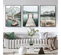 Lot de 3 posters, images modernes de montagnes, lacs et fleurs, paysages naturels, décoration murale pour le salon, sans cadre, A, 40 x 50 cm