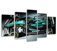 Lot de 3 posters muraux décoratifs modernes pour salon, chambre, chambre à coucher, impression sur bois avec crochets, voiture Formula 1 2024 Aston Martin AMR24, Fernando Alonso, (165 x 62 cm)