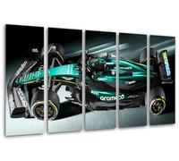 Lot de 3 posters muraux décoratifs modernes pour salon, chambre, chambre à coucher, impression sur bois avec crochets, voiture Formula 1 2024 Aston Martin AMR24, Fernando Alonso, (165 x 62 cm)