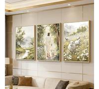 Lot de 3 posters sur le thème de Jésus et des moutons dans un pré, parfaits pour la décoration murale d'une chambre, peinture décorative de style paysage apaisant (70 x 110 cm x 3 / sans cadre)