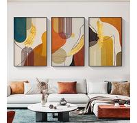 Lot de 3 posters sur toile - Motifs géométriques abstraits - Moderne et minimaliste - Ligne d'art - Décoration murale - Sans cadre - A, 50 x 70 cm