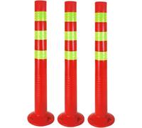 lot de 3 poteaux de délimitation en plastique - 72,5cm réfléchissants | Barrière pour industrie, entrepôt, parking avec pied [fixation avec vis] Poteau de délimitation - Park Pfosten Leitpfosten Polle