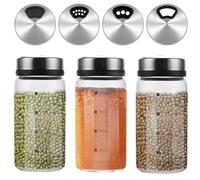 Lot de 3 pots à épices avec couvercle rotatif - Salière de 200 ml - Salière avec 4 trous à épices - En verre - Salière pratique - Pour cuisine, barbecue, barbecue et cuisine
