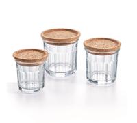 Lot de 3 pots à épices Storing box Cork - Luminarc - En verre avec bouchon liège - 42cl + 31cl + 18cl Luminarc
