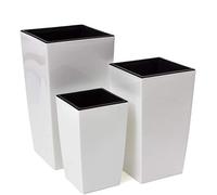 Lot de 3 pots de fleur Coubi 30L 10L 17L avec bacs interieur couleur: blanc