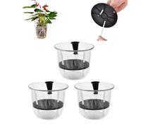Lot de 3 pots de fleurs à arrosage automatique de 10,2 cm avec réservoir, pot en verre d'arrosage par le bas pour plantes d'intérieur et de propagation, drainage poreux