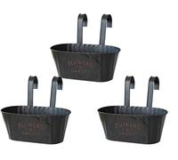 Lot de 3 pots de fleurs à suspendre en métal de 28 cm, clôture d'extérieur avec crochets amovibles, balcon pour balustrade, clôture, pot de fleurs à suspendre, pour jardin, cour, décoration