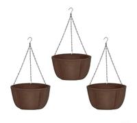 Lot de 3 pots de fleurs à suspendre pour l'extérieur avec chaînes antirouille et tissu non tissé avec excellent drainage et respirabilité (25,4 cm)