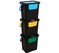 Lot de 3 poubelles de tri 3 Bacs empilables, capacité 24 l - Longueur 26,5 x largeur 38,5 x Hauteur 109 cm - PEGANE -