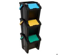 5Five Poubelles de tri Simply Smart – Lot de 3 30 L empilables – Noir