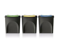 Lot de 3 poubelles KEDEN SORTIBOX 100% plastique recyclé, noir, 75L