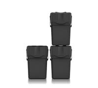 Lot de 3 poubelles KEDEN SORTIBOX 100% plastique recyclé, noir, 75L
