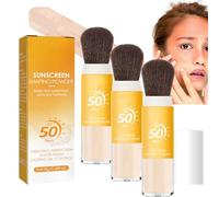 Lot de 3 poudres de fixation minérales de protection solaire - Contrôle de l'huile - Finition naturelle - Poudre de réglage minérale pour écran solaire - SPF 50 - Maquillage en poudre avec protection