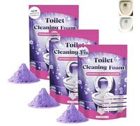 Lot de 3 poudres de nettoyage pour toilettes, technologie de mousse à action rapide, détartrant puissant, nettoyage hygiénique en profondeur, élimine la saleté et les odeurs désagréables