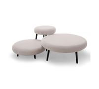Lot de 3 poufs EDEN tissu lisse beige BOBOCHIC Beige