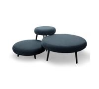 Lot de 3 poufs EDEN tissu lisse bleu foncé BOBOCHIC Bleu foncé