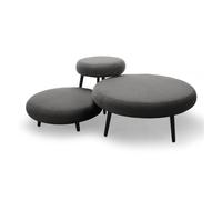 Lot de 3 poufs EDEN tissu lisse gris foncé BOBOCHIC Gris foncé