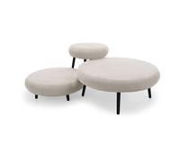 Lot de 3 poufs EDEN tissu texturé beige BOBOCHIC Beige