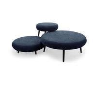 Lot de 3 poufs EDEN tissu texturé bleu foncé BOBOCHIC Bleu foncé